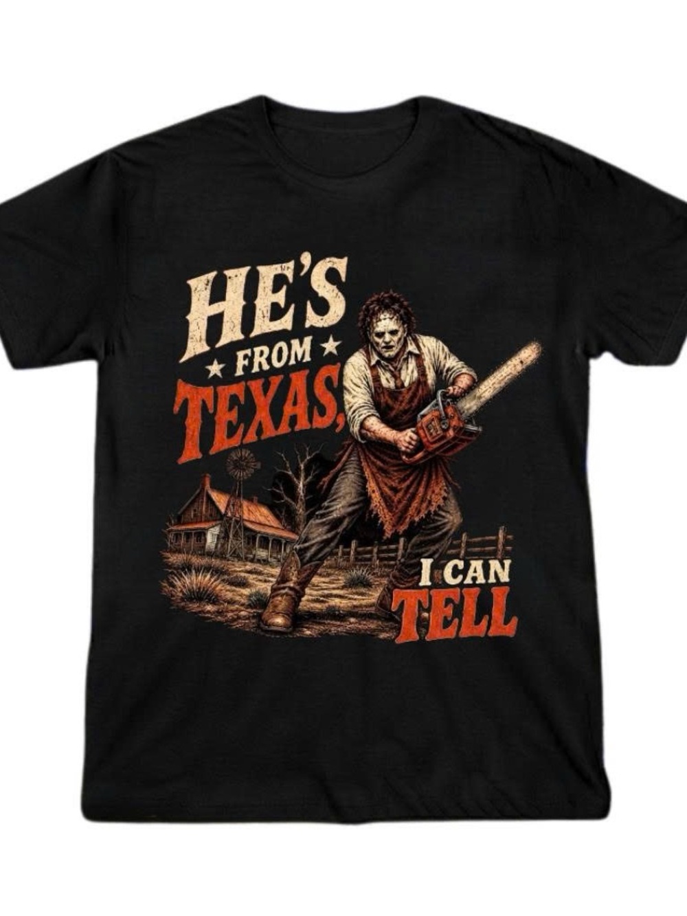 Gildan Graphic Black Men's Tee - He's From Texas